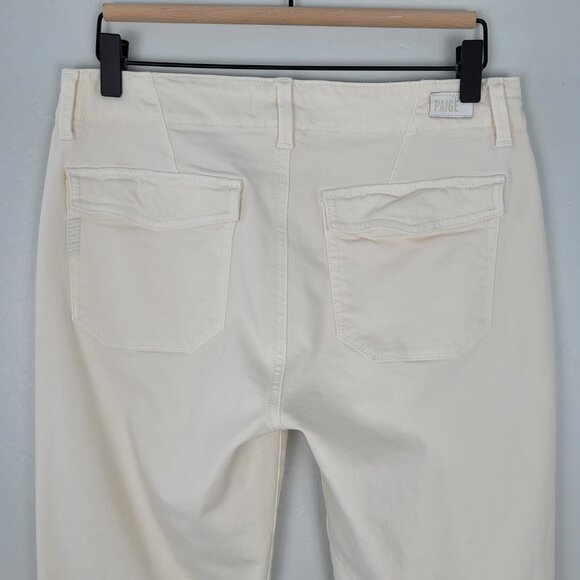 Paige Mayslie Jogger Ankle Zip Stretch Pants Quartz Sand Ivory Size 27 - Picture 6 of 12